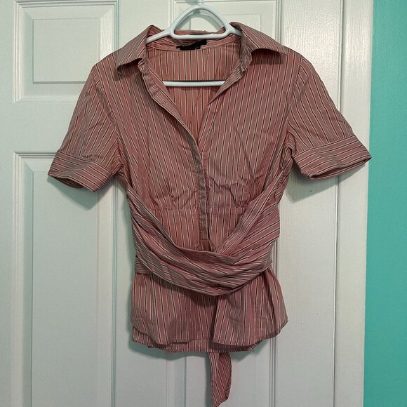 BCBGMaxazria Pink pinstripe button down blouse - Picture 1 of 3